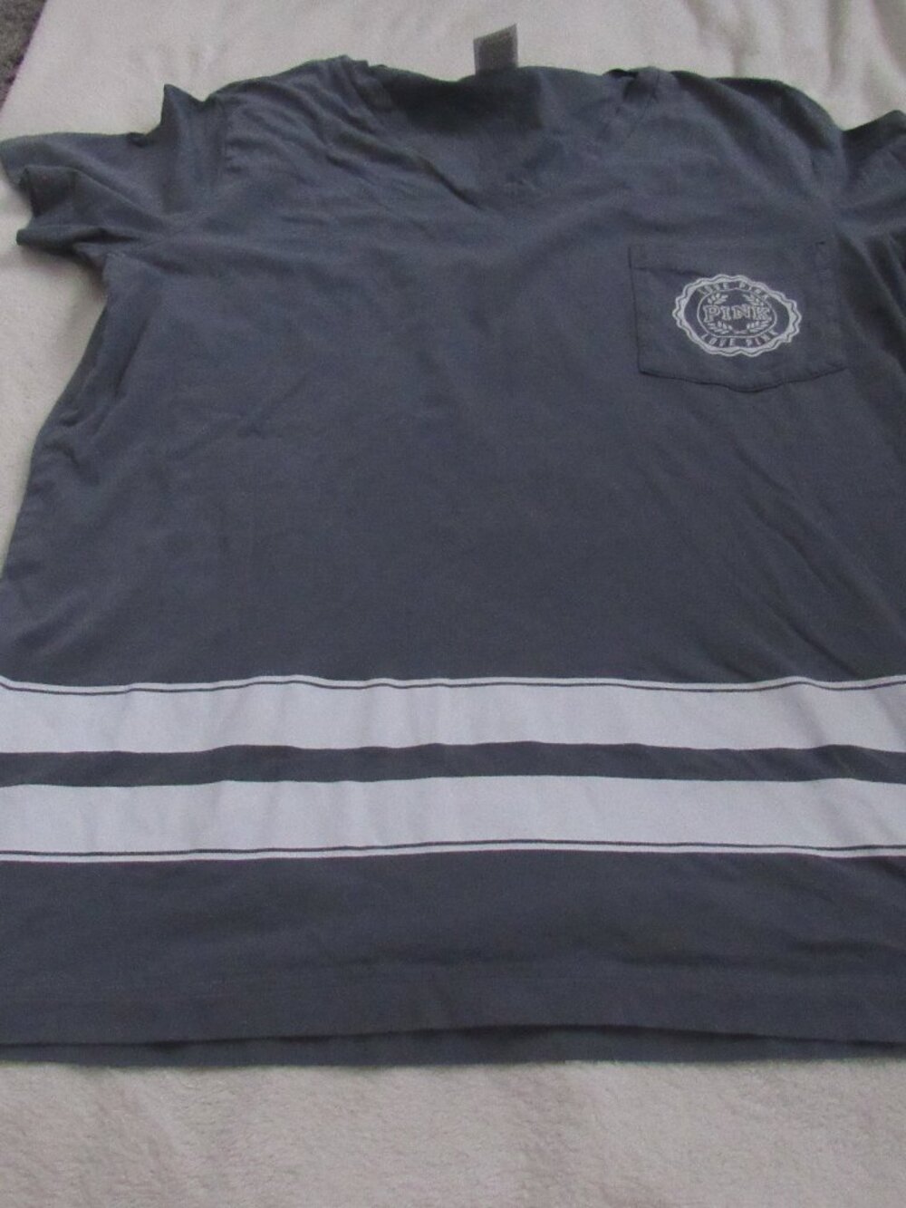 Victoria's Secret PINK Blue/White Shirt  Size Large  USED